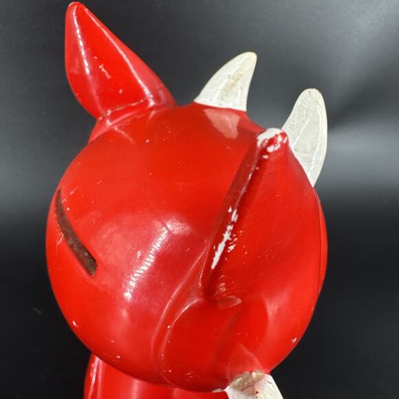 Vintage Li'l Devil Ceramic Coin Piggy Bank w/Stopper MCM Kitschy Style REPAIR - Picture 11 of 16